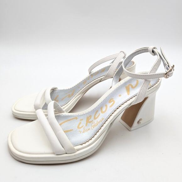 Circus NY by Sam Edelman Holly Ankle Strap Sandal Women's White Size US8.5M EU39 - Picture 1 of 11